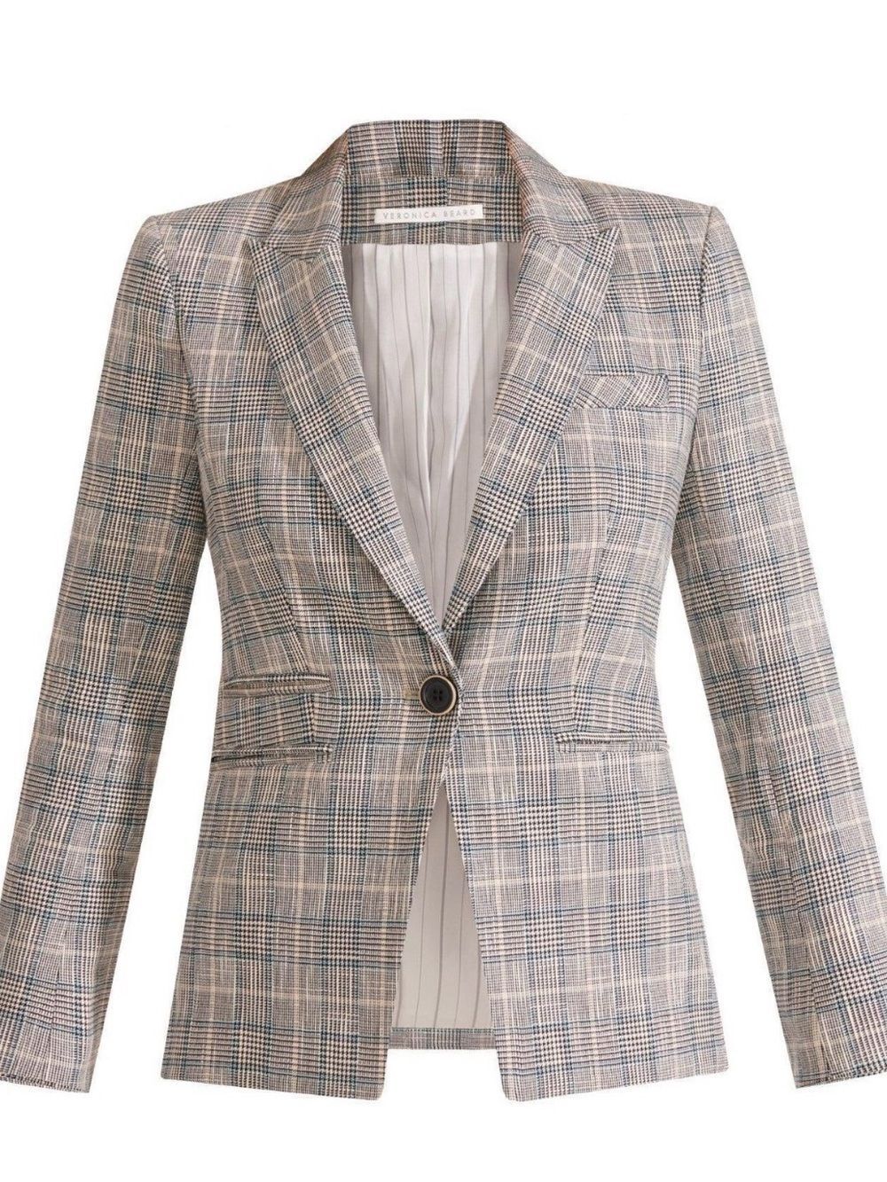 Veronica Beard Gia Dickey Blazer Jacket Blue Checkered Sz 0